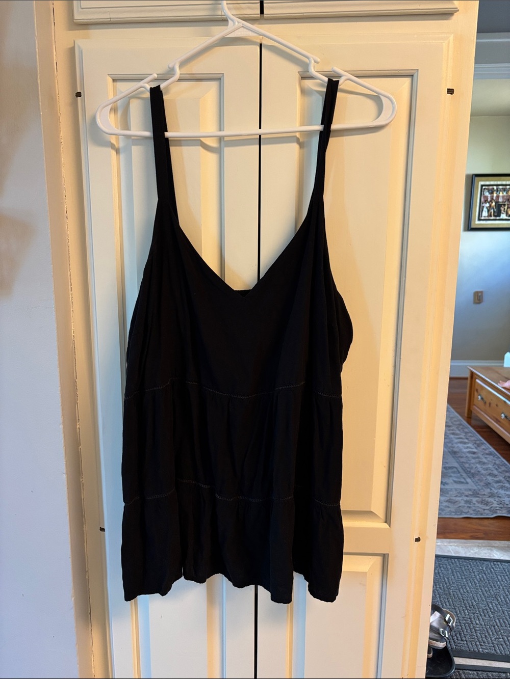 Women's Black Tiered V-Neck Tank Top